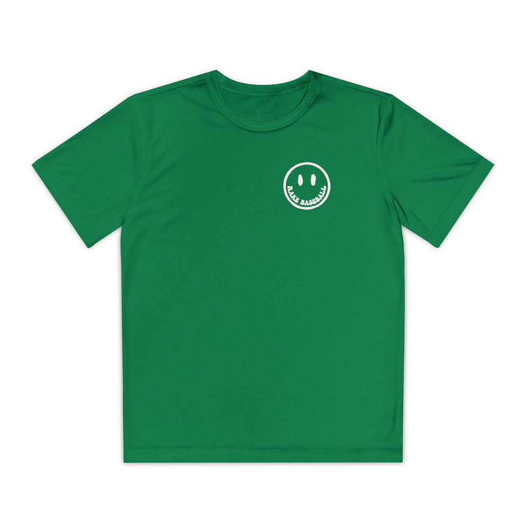 Kids Rake Smile Dry Fit Tee - Rake Baseball Company - RAKE BASEBALL | BASEBALL T-SHIRT | BASEBALL CLOTHING | GOOD VIBES ONLY