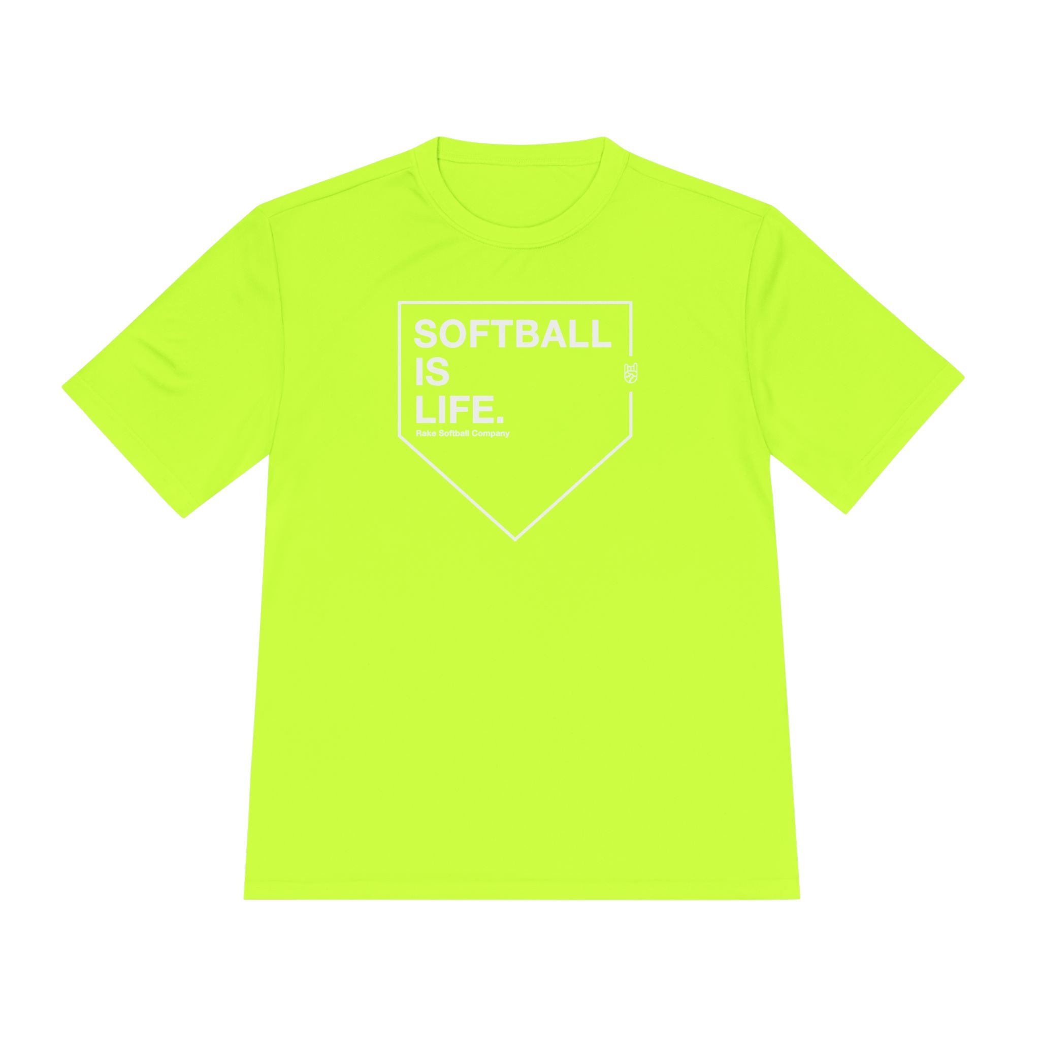 Softball Is Life Dry Fit Tee - Rake Baseball Company - RAKE BASEBALL | BASEBALL T-SHIRT | BASEBALL CLOTHING | GOOD VIBES ONLY