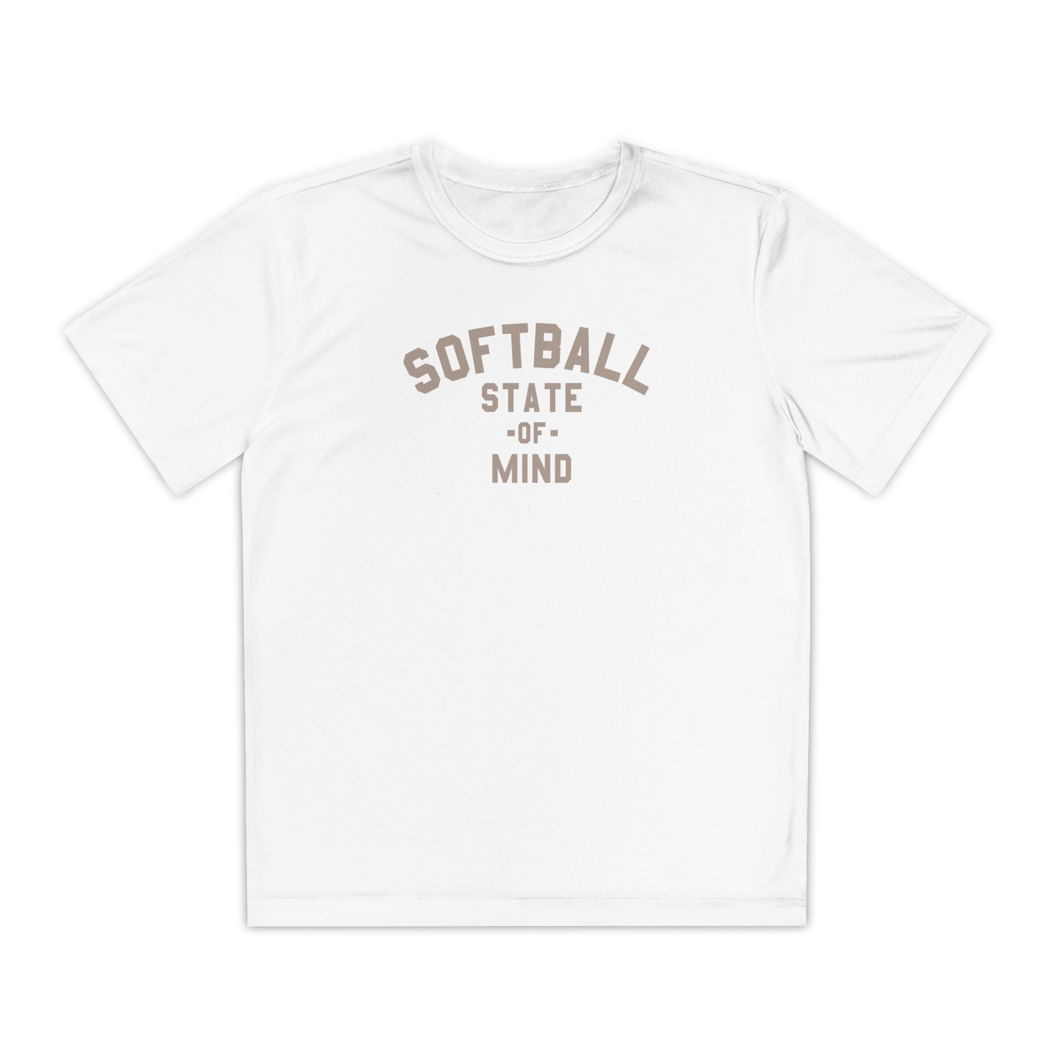 Kids Softball State Of Mind Dry Fit Tee - Rake Baseball Company - RAKE BASEBALL | BASEBALL T-SHIRT | BASEBALL CLOTHING | GOOD VIBES ONLY