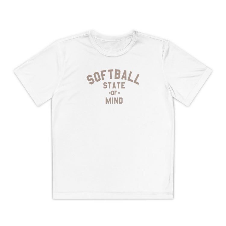Kids Softball State Of Mind Dry Fit Tee - Rake Baseball Company - RAKE BASEBALL | BASEBALL T-SHIRT | BASEBALL CLOTHING | GOOD VIBES ONLY