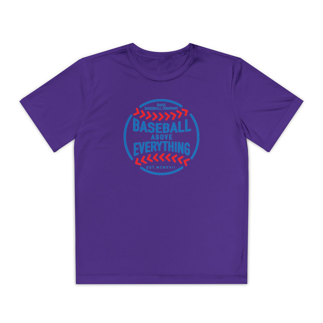 Kids Baseball Above Everything Dry Fit Tee - Rake Baseball Company - RAKE BASEBALL | BASEBALL T-SHIRT | BASEBALL CLOTHING | GOOD VIBES ONLY