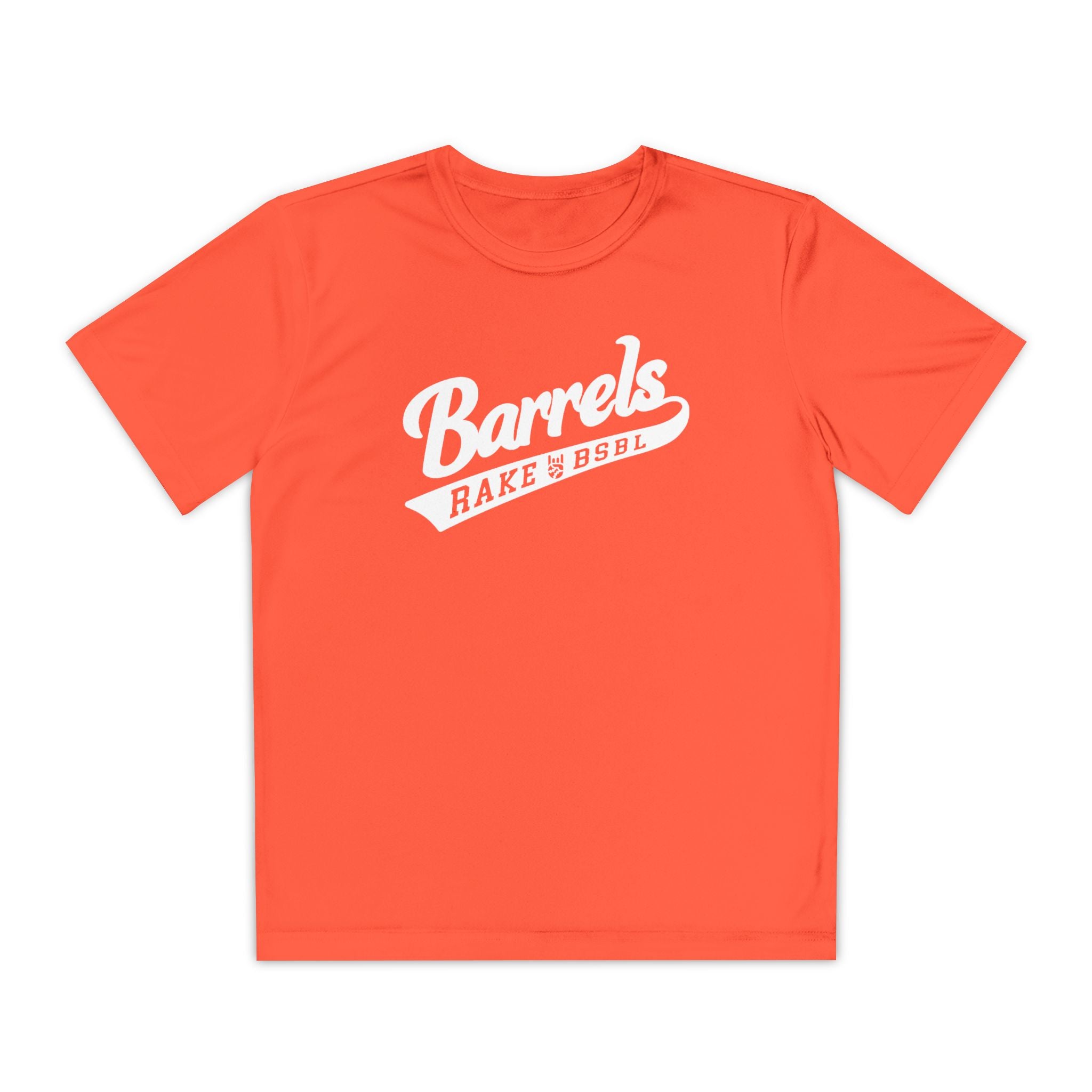 Kids Barrels Dry Fit Tee - Rake Baseball Company - RAKE BASEBALL | BASEBALL T-SHIRT | BASEBALL CLOTHING | GOOD VIBES ONLY