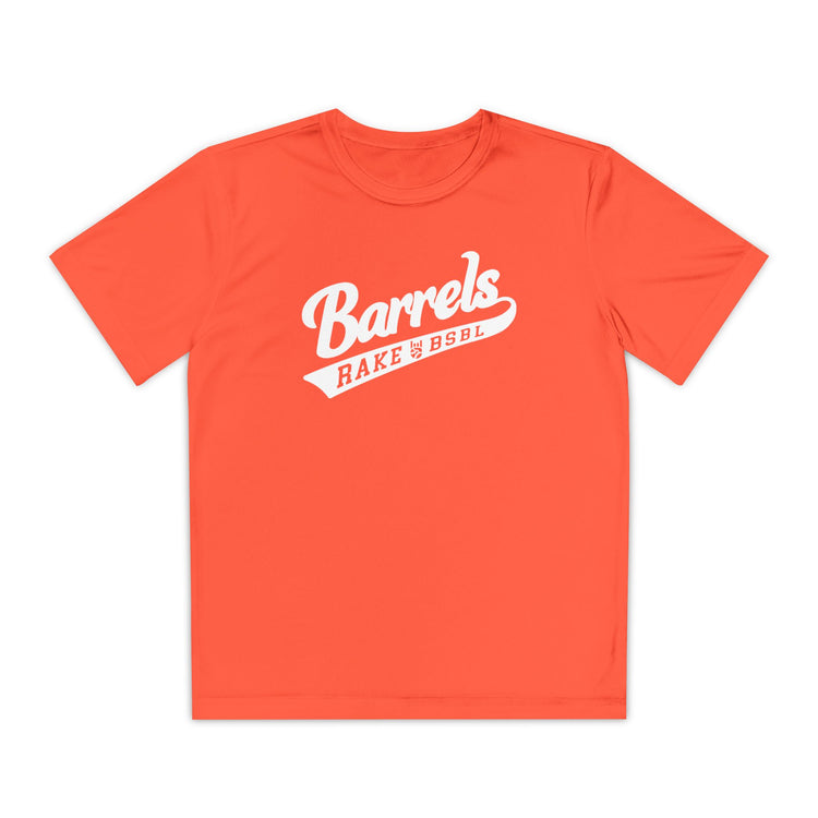 Kids Barrels Dry Fit Tee - Rake Baseball Company - RAKE BASEBALL | BASEBALL T-SHIRT | BASEBALL CLOTHING | GOOD VIBES ONLY