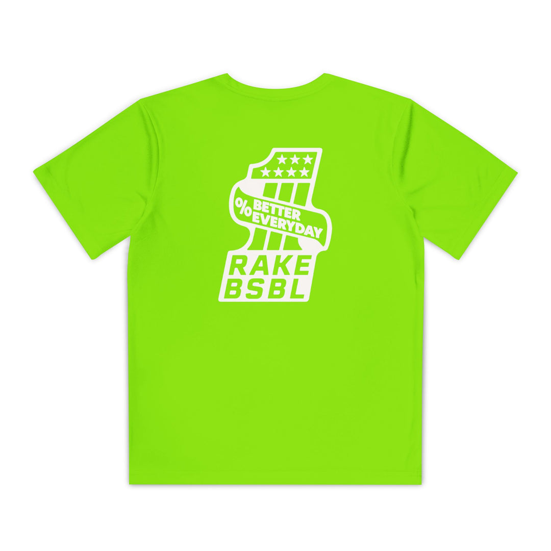 Kids One Percent Better Dry Fit Tee - Rake Baseball Company - RAKE BASEBALL | BASEBALL T-SHIRT | BASEBALL CLOTHING | GOOD VIBES ONLY