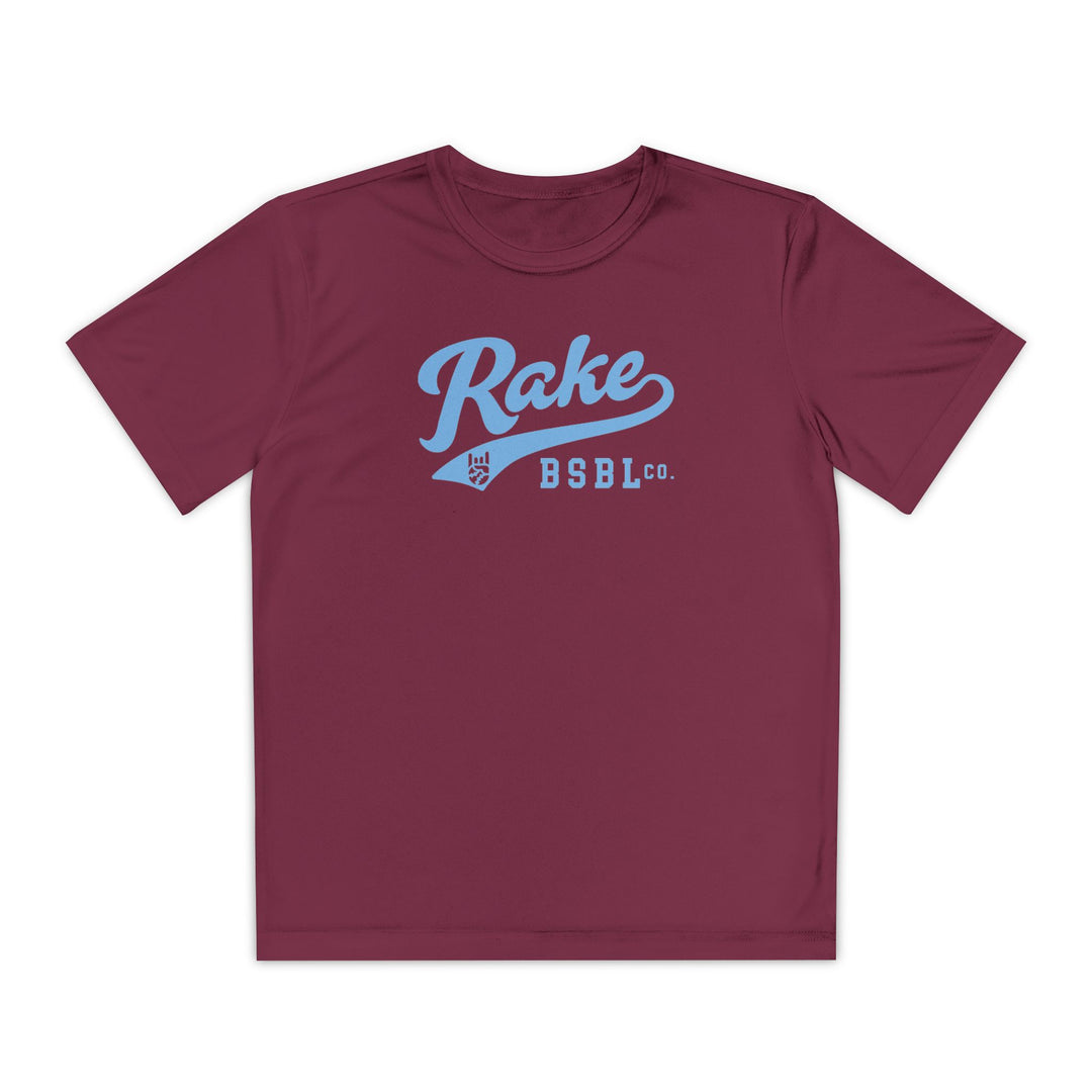 Kids Rake Light Blue Script Dry Fit Tee