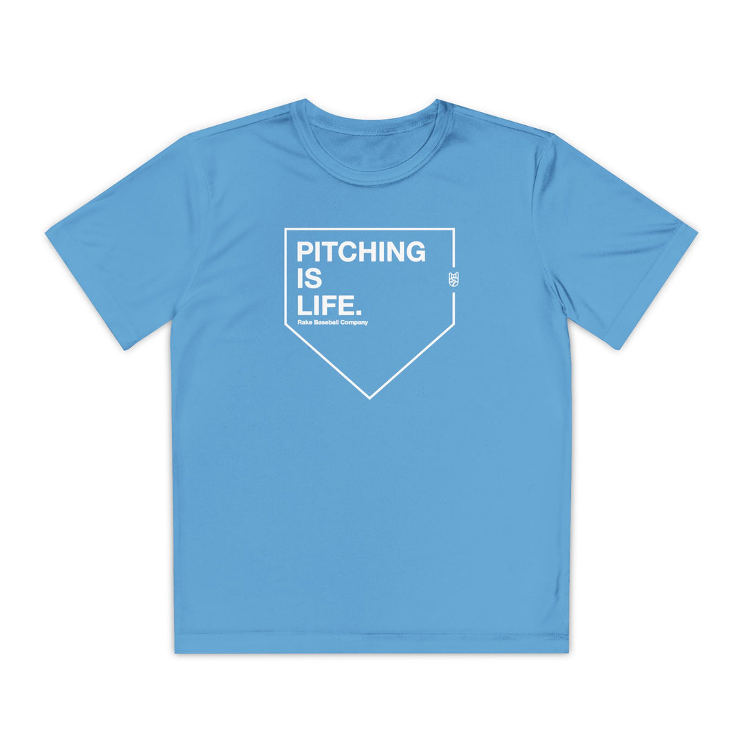 Kids Pitching Is Life Dry Fit Tee - Rake Baseball Company - RAKE BASEBALL | BASEBALL T-SHIRT | BASEBALL CLOTHING | GOOD VIBES ONLY