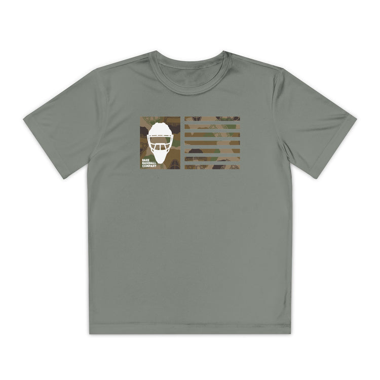 Kids Camo Hockey Mask Flag Dry Fit Tee - Rake Baseball Company - RAKE BASEBALL | BASEBALL T-SHIRT | BASEBALL CLOTHING | GOOD VIBES ONLY