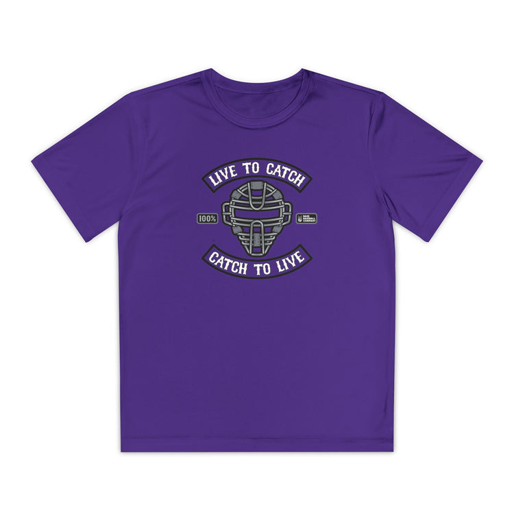 Kids Live To Catch Dry Fit Tee - Rake Baseball Company - RAKE BASEBALL | BASEBALL T-SHIRT | BASEBALL CLOTHING | GOOD VIBES ONLY