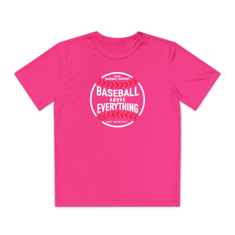 Kids Baseball Above Everything Dry Fit Tee - Rake Baseball Company - RAKE BASEBALL | BASEBALL T-SHIRT | BASEBALL CLOTHING | GOOD VIBES ONLY