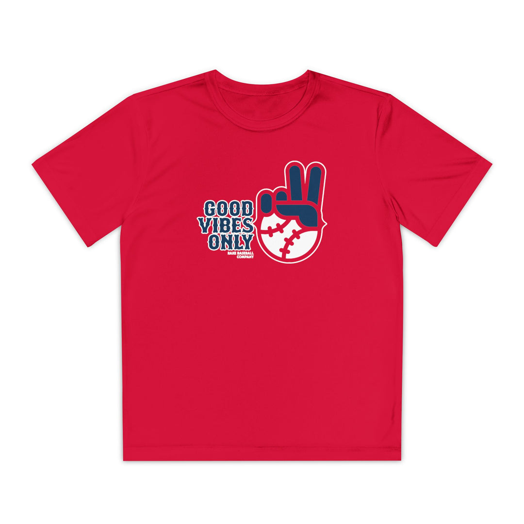 Kids Boston Inspired GVO Dry Fit Tee - Rake Baseball Company - RAKE BASEBALL | BASEBALL T-SHIRT | BASEBALL CLOTHING | GOOD VIBES ONLY