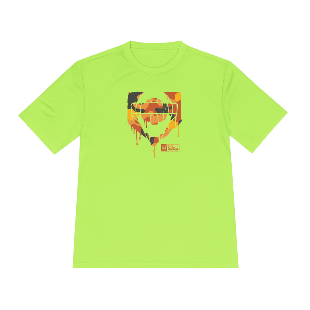 Catcher's Orange Camo Drip Dry Fit Tee - Rake Baseball Company - RAKE BASEBALL | BASEBALL T-SHIRT | BASEBALL CLOTHING | GOOD VIBES ONLY