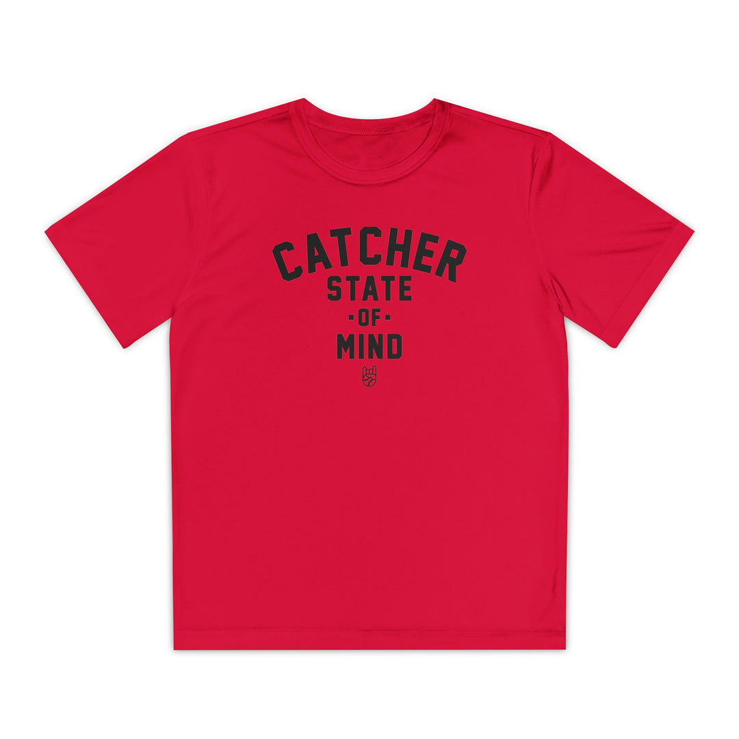 Kids Catcher State Of Mind Dry Fit Tee - Rake Baseball Company - RAKE BASEBALL | BASEBALL T-SHIRT | BASEBALL CLOTHING | GOOD VIBES ONLY