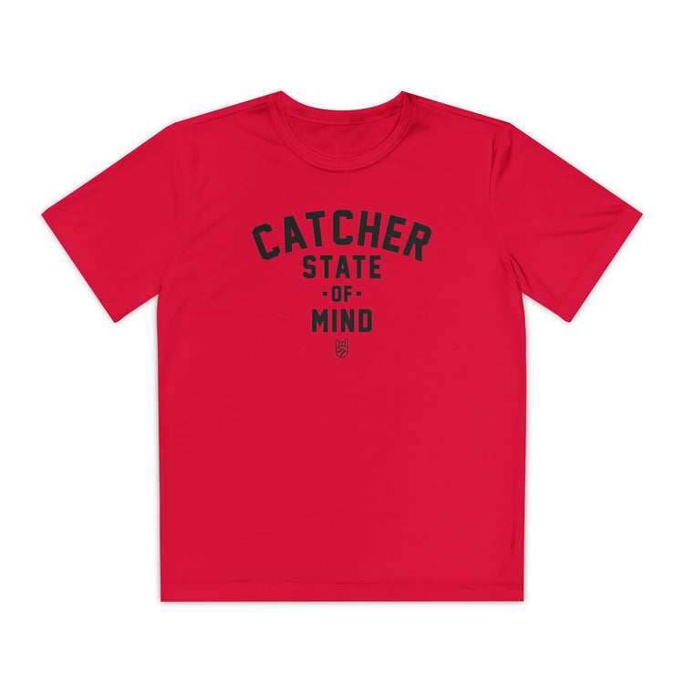 Kids Catcher State Of Mind Dry Fit Tee - Rake Baseball Company - RAKE BASEBALL | BASEBALL T-SHIRT | BASEBALL CLOTHING | GOOD VIBES ONLY