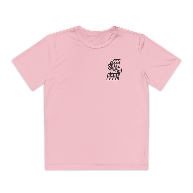 Kids One Percent Better Dry Fit Tee - Rake Baseball Company - RAKE BASEBALL | BASEBALL T-SHIRT | BASEBALL CLOTHING | GOOD VIBES ONLY
