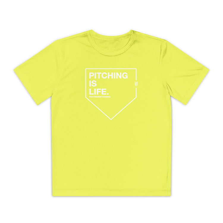 Kids Pitching Is Life Dry Fit Tee - Rake Baseball Company - RAKE BASEBALL | BASEBALL T-SHIRT | BASEBALL CLOTHING | GOOD VIBES ONLY