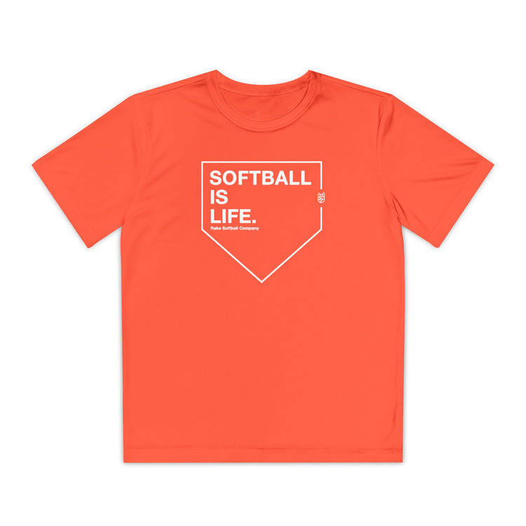 Kids Softball Is Life Dry Fit Tee - Rake Baseball Company - RAKE BASEBALL | BASEBALL T-SHIRT | BASEBALL CLOTHING | GOOD VIBES ONLY