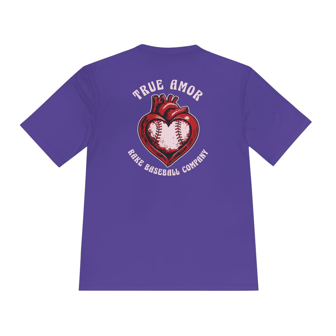 True Amor Baseball Dry Fit Tee - Rake Baseball Company - RAKE BASEBALL | BASEBALL T-SHIRT | BASEBALL CLOTHING | GOOD VIBES ONLY