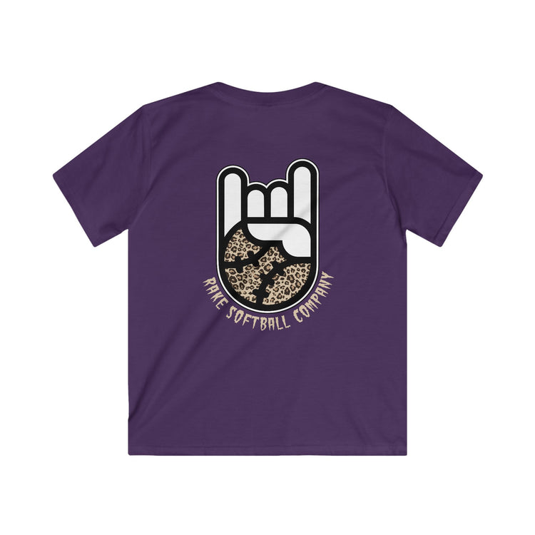 Kids Rake Cheetah Softball Company Tee - Rake Baseball Company - RAKE BASEBALL | BASEBALL T-SHIRT | BASEBALL CLOTHING | GOOD VIBES ONLY