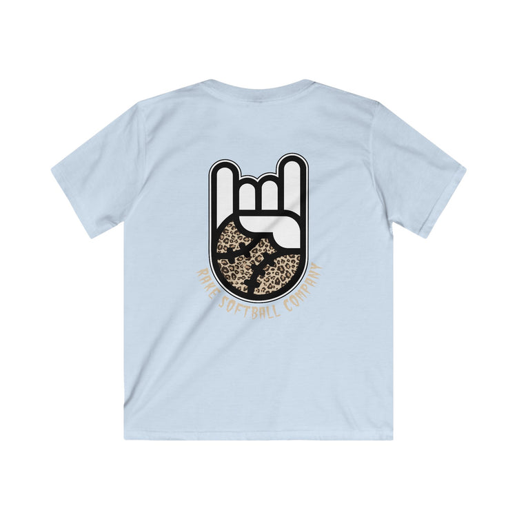 Kids Rake Cheetah Softball Company Tee - Rake Baseball Company - RAKE BASEBALL | BASEBALL T-SHIRT | BASEBALL CLOTHING | GOOD VIBES ONLY