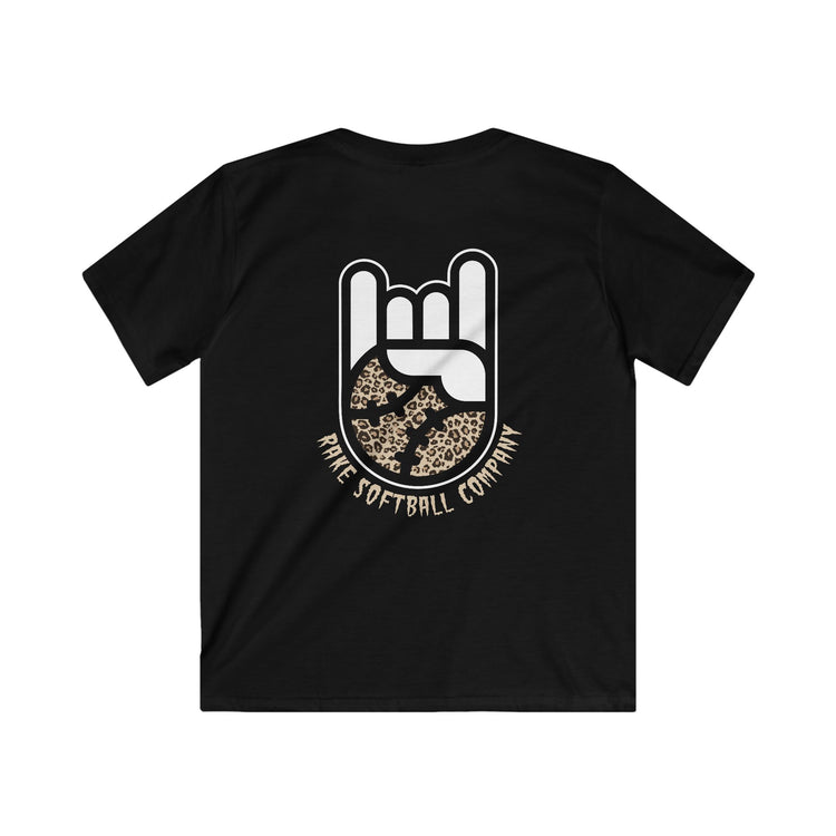 Kids Rake Cheetah Softball Company Tee - Rake Baseball Company - RAKE BASEBALL | BASEBALL T-SHIRT | BASEBALL CLOTHING | GOOD VIBES ONLY