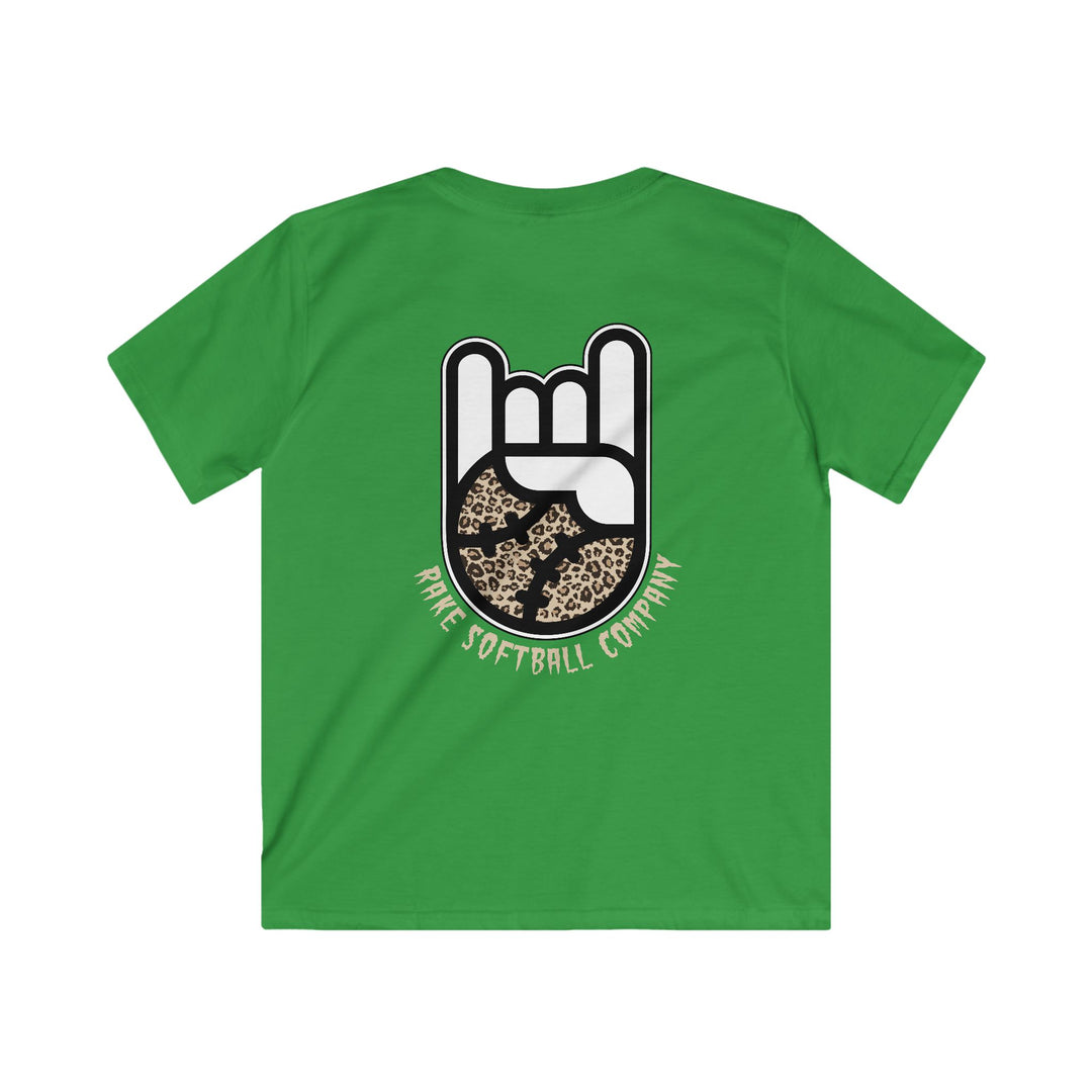 Kids Rake Cheetah Softball Company Tee - Rake Baseball Company - RAKE BASEBALL | BASEBALL T-SHIRT | BASEBALL CLOTHING | GOOD VIBES ONLY