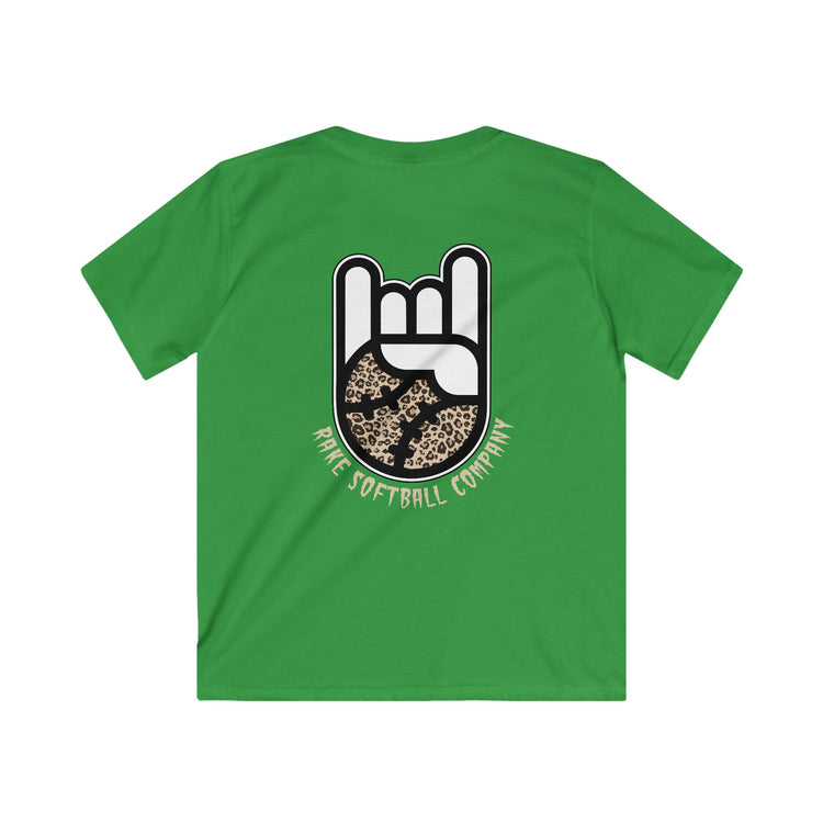 Kids Rake Cheetah Softball Company Tee - Rake Baseball Company - RAKE BASEBALL | BASEBALL T-SHIRT | BASEBALL CLOTHING | GOOD VIBES ONLY