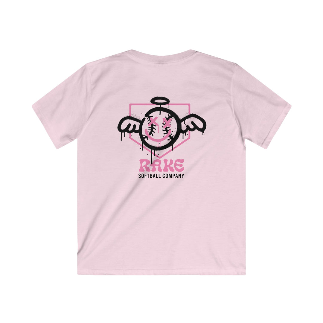 Kids She Angel Drip Softball Tee - Rake Baseball Company - RAKE BASEBALL | BASEBALL T-SHIRT | BASEBALL CLOTHING | GOOD VIBES ONLY
