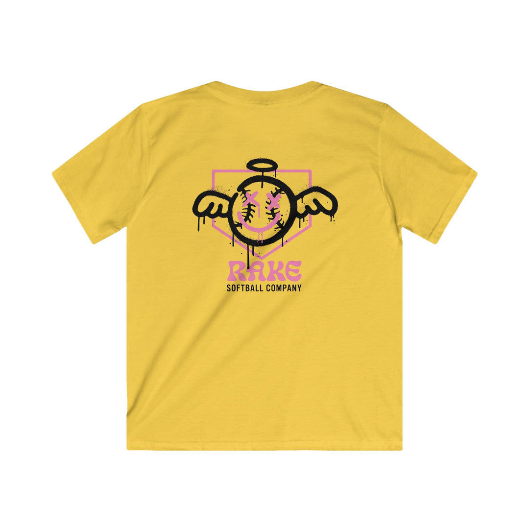 Kids She Angel Drip Softball Tee - Rake Baseball Company - RAKE BASEBALL | BASEBALL T-SHIRT | BASEBALL CLOTHING | GOOD VIBES ONLY