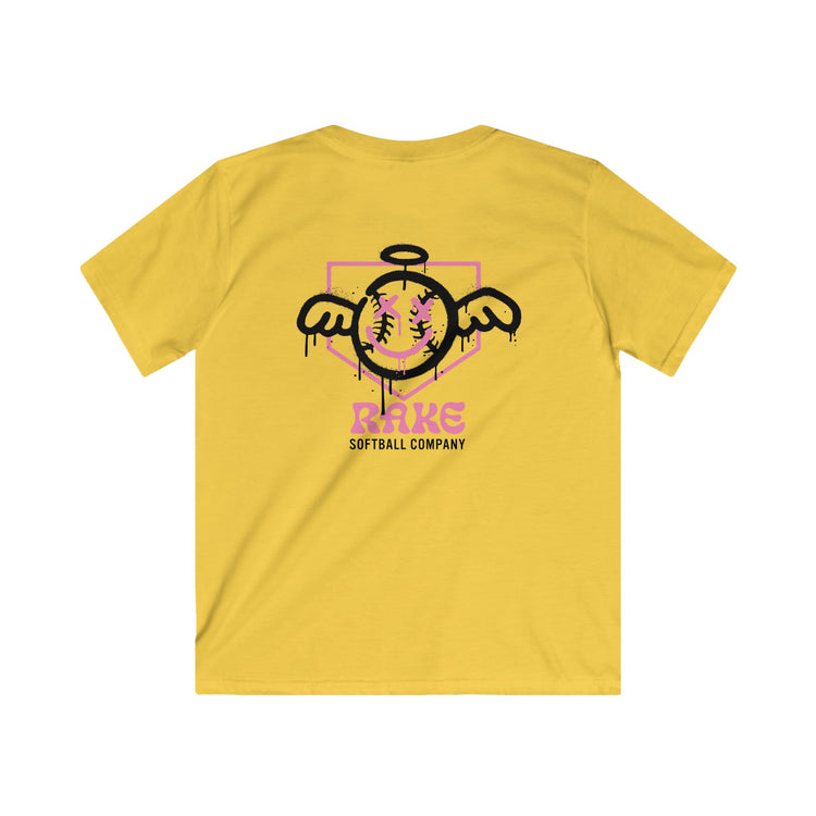 Kids She Angel Drip Softball Tee - Rake Baseball Company - RAKE BASEBALL | BASEBALL T-SHIRT | BASEBALL CLOTHING | GOOD VIBES ONLY