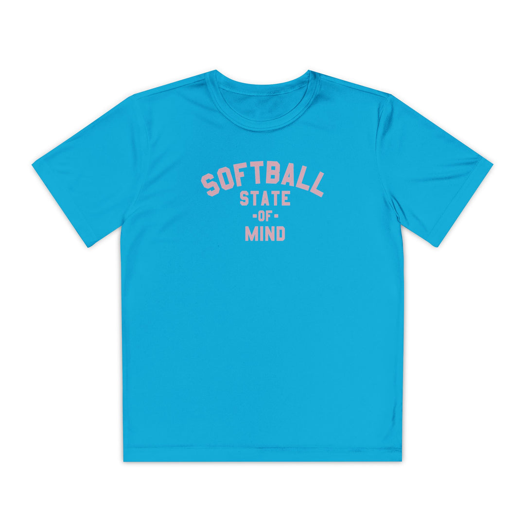 Kids Softball State Of Mind Dry Fit Tee - Rake Baseball Company - RAKE BASEBALL | BASEBALL T-SHIRT | BASEBALL CLOTHING | GOOD VIBES ONLY