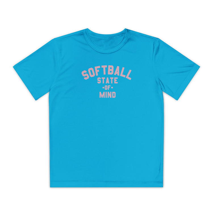Kids Softball State Of Mind Dry Fit Tee - Rake Baseball Company - RAKE BASEBALL | BASEBALL T-SHIRT | BASEBALL CLOTHING | GOOD VIBES ONLY