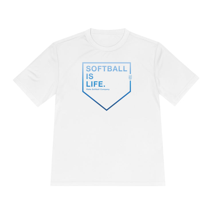 Softball Is Life Dry Fit Tee - Rake Baseball Company - RAKE BASEBALL | BASEBALL T-SHIRT | BASEBALL CLOTHING | GOOD VIBES ONLY