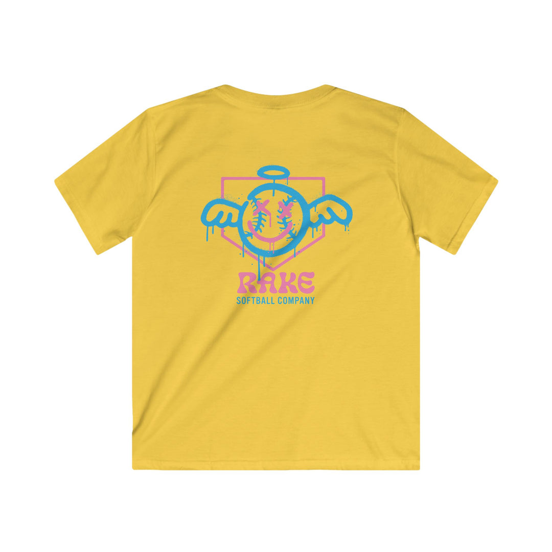 Kids She Angel Drip Softball Tee - Rake Baseball Company - RAKE BASEBALL | BASEBALL T-SHIRT | BASEBALL CLOTHING | GOOD VIBES ONLY