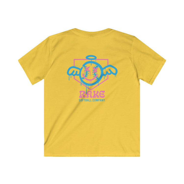 Kids She Angel Drip Softball Tee - Rake Baseball Company - RAKE BASEBALL | BASEBALL T-SHIRT | BASEBALL CLOTHING | GOOD VIBES ONLY