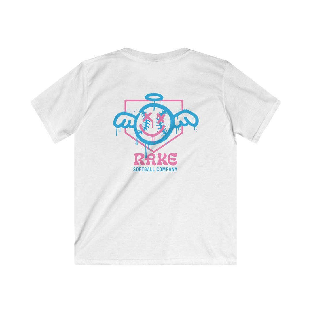 Kids She Angel Drip Softball Tee - Rake Baseball Company - RAKE BASEBALL | BASEBALL T-SHIRT | BASEBALL CLOTHING | GOOD VIBES ONLY