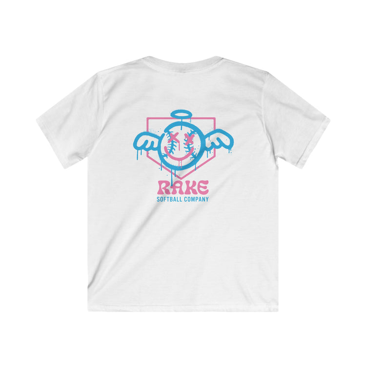 Kids She Angel Drip Softball Tee - Rake Baseball Company - RAKE BASEBALL | BASEBALL T-SHIRT | BASEBALL CLOTHING | GOOD VIBES ONLY