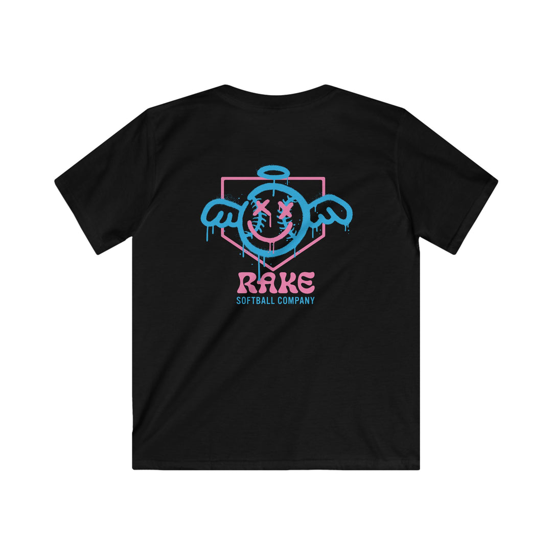 Kids She Angel Drip Softball Tee - Rake Baseball Company - RAKE BASEBALL | BASEBALL T-SHIRT | BASEBALL CLOTHING | GOOD VIBES ONLY