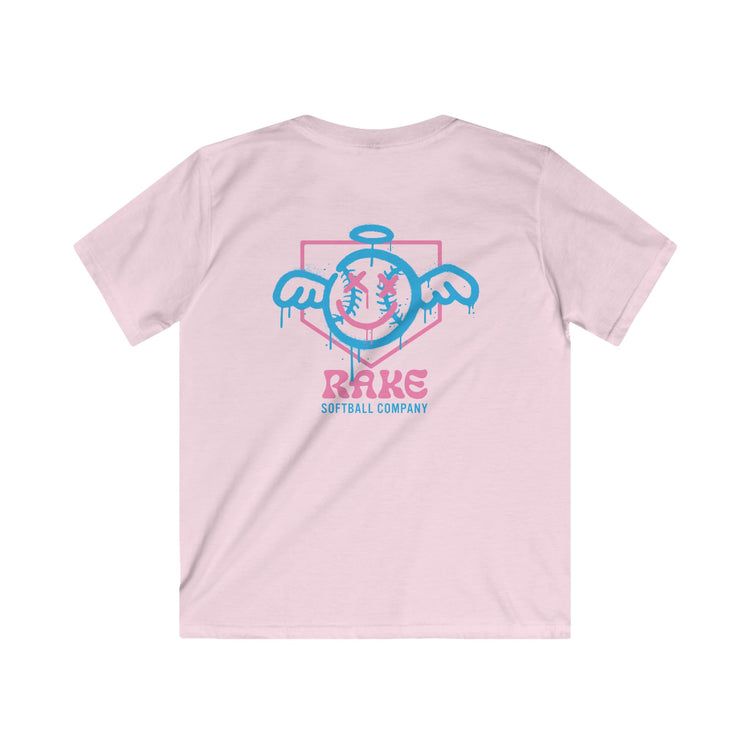 Kids She Angel Drip Softball Tee - Rake Baseball Company - RAKE BASEBALL | BASEBALL T-SHIRT | BASEBALL CLOTHING | GOOD VIBES ONLY