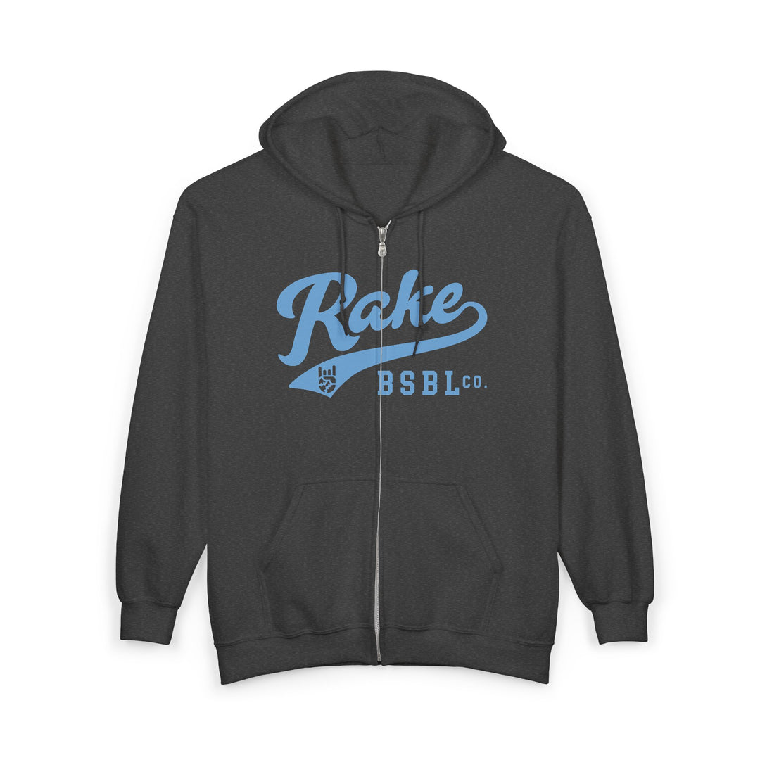 Rake Script (Light Blue) Full Zip Hoodie
