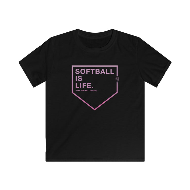 Kids Softball Is Life Tee - Rake Baseball Company - RAKE BASEBALL | BASEBALL T-SHIRT | BASEBALL CLOTHING | GOOD VIBES ONLY