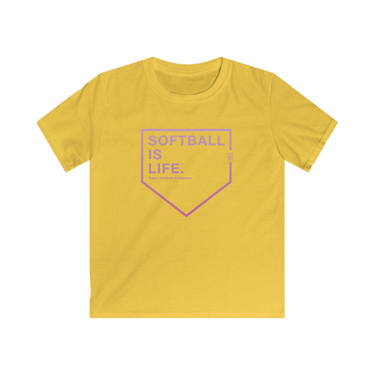 Kids Softball Is Life Tee - Rake Baseball Company - RAKE BASEBALL | BASEBALL T-SHIRT | BASEBALL CLOTHING | GOOD VIBES ONLY
