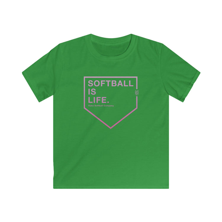 Kids Softball Is Life Tee - Rake Baseball Company - RAKE BASEBALL | BASEBALL T-SHIRT | BASEBALL CLOTHING | GOOD VIBES ONLY