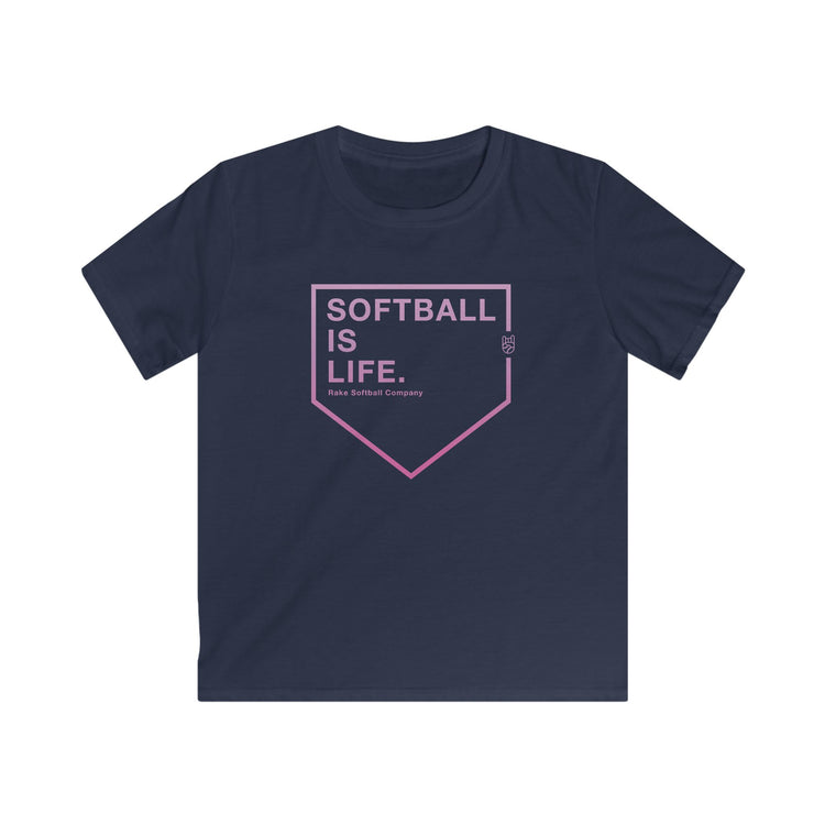 Kids Softball Is Life Tee - Rake Baseball Company - RAKE BASEBALL | BASEBALL T-SHIRT | BASEBALL CLOTHING | GOOD VIBES ONLY