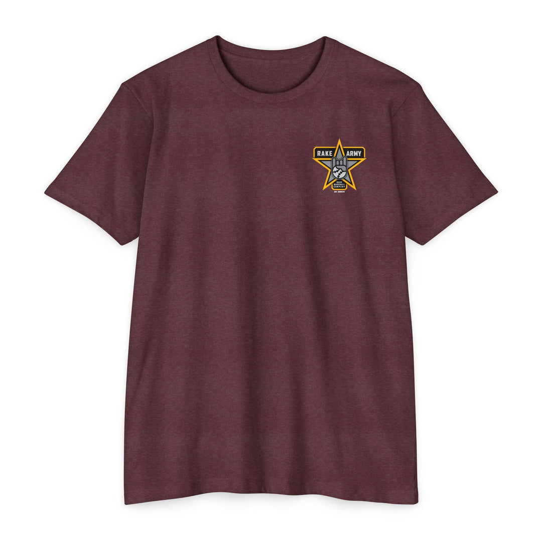 Unisex Graphic Rake Army T-Shirt, Casual Tee, Vintage Style, Gift for Music Lovers, Comfortable Everyday Wear, Birthday Gift, Festival Outfit - Rake Baseball Company - RAKE BASEBALL | BASEBALL T-SHIRT | BASEBALL CLOTHING | GOOD VIBES ONLY