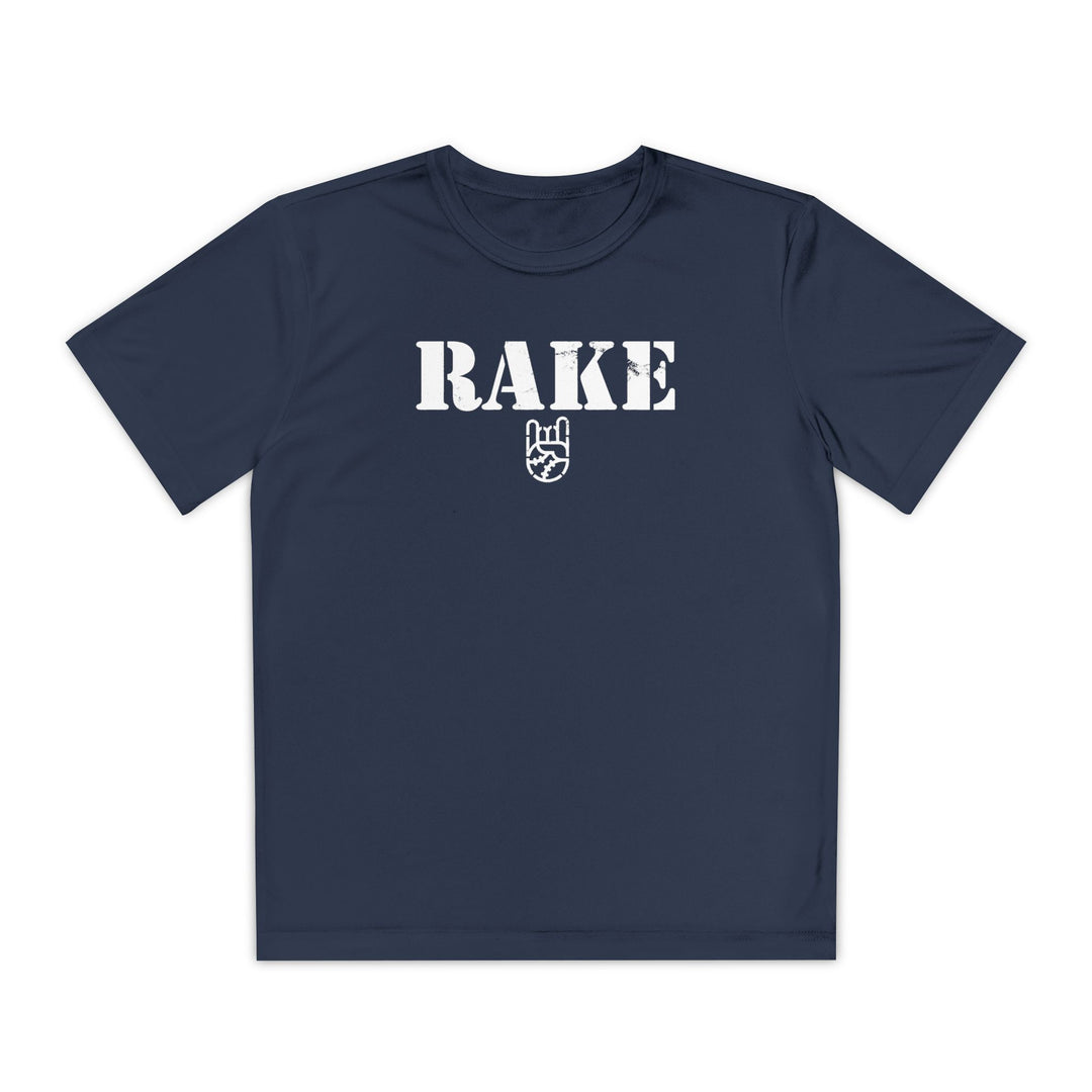 Kids Rake Stencil Dry Fit Tee - Rake Baseball Company - RAKE BASEBALL | BASEBALL T-SHIRT | BASEBALL CLOTHING | GOOD VIBES ONLY