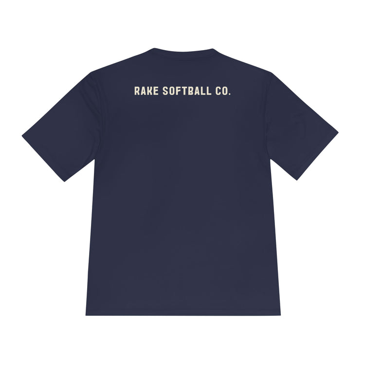Built To Rake Softball Dry Fit Tee - Rake Baseball Company - RAKE BASEBALL | BASEBALL T-SHIRT | BASEBALL CLOTHING | GOOD VIBES ONLY