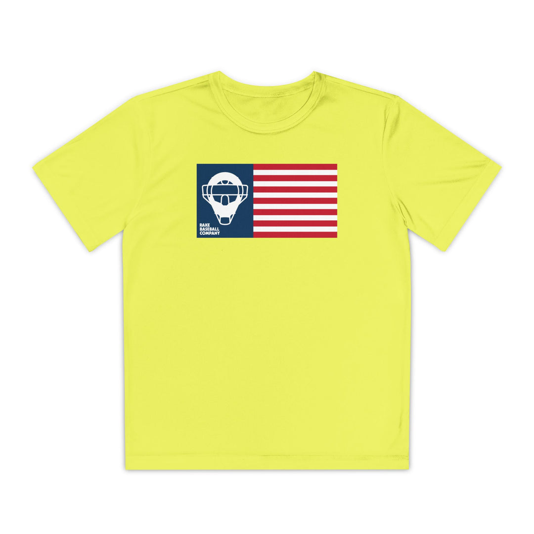 Kids Catcher's Mask Flag Dry Fit Tee - Rake Baseball Company - RAKE BASEBALL | BASEBALL T-SHIRT | BASEBALL CLOTHING | GOOD VIBES ONLY