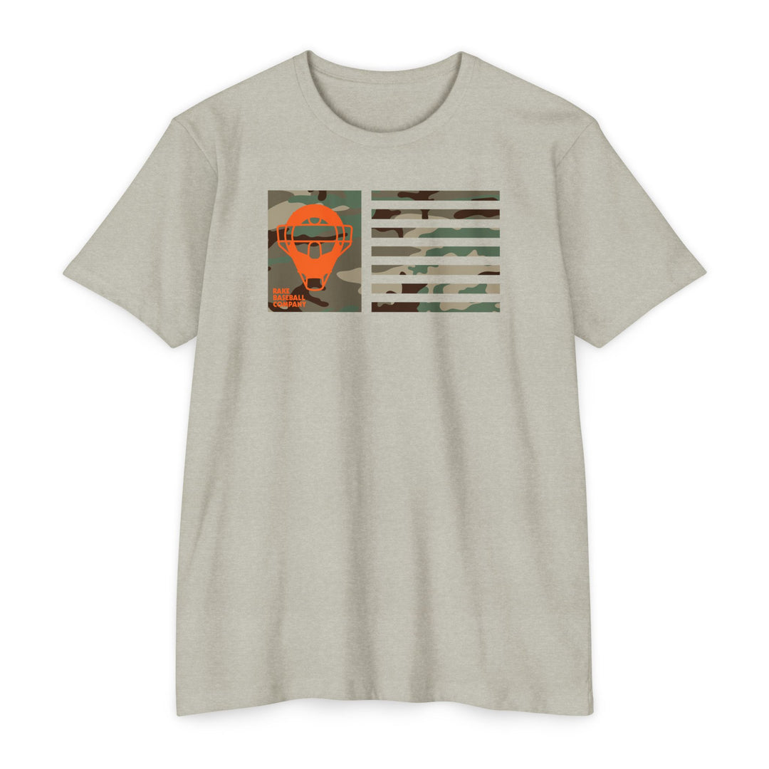 Orange Camo Catcher's Mask Flag Tee