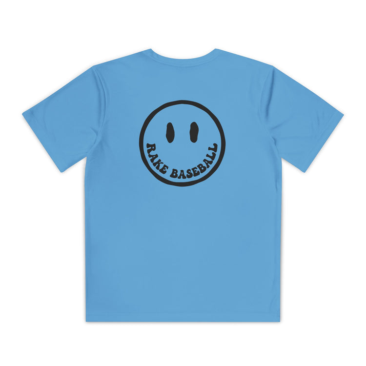 Kids Rake Smile Dry Fit Tee - Rake Baseball Company - RAKE BASEBALL | BASEBALL T-SHIRT | BASEBALL CLOTHING | GOOD VIBES ONLY