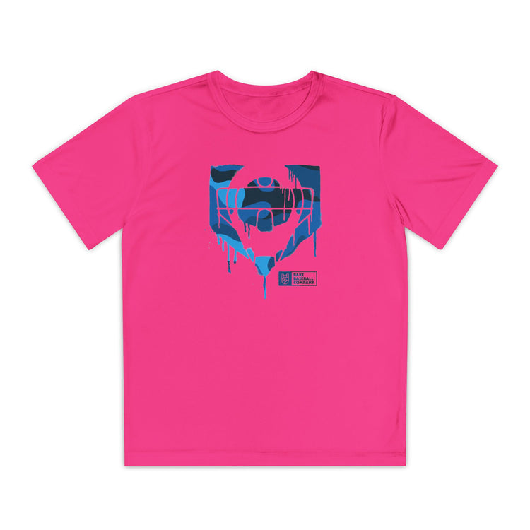 Kids Catcher's Drip Blue Camo Dry Fit Tee - Rake Baseball Company - RAKE BASEBALL | BASEBALL T-SHIRT | BASEBALL CLOTHING | GOOD VIBES ONLY